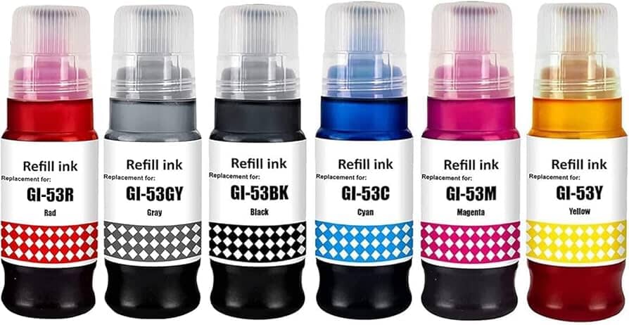 Pakke sæt Canon GI-53 - 6 farver BK-C-M-Y-R+GR – alternativ – 360 ml